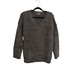 Barefoot Dreams Sweater Womens Medium V Neck CozyChic Pullover Charcoal Gray